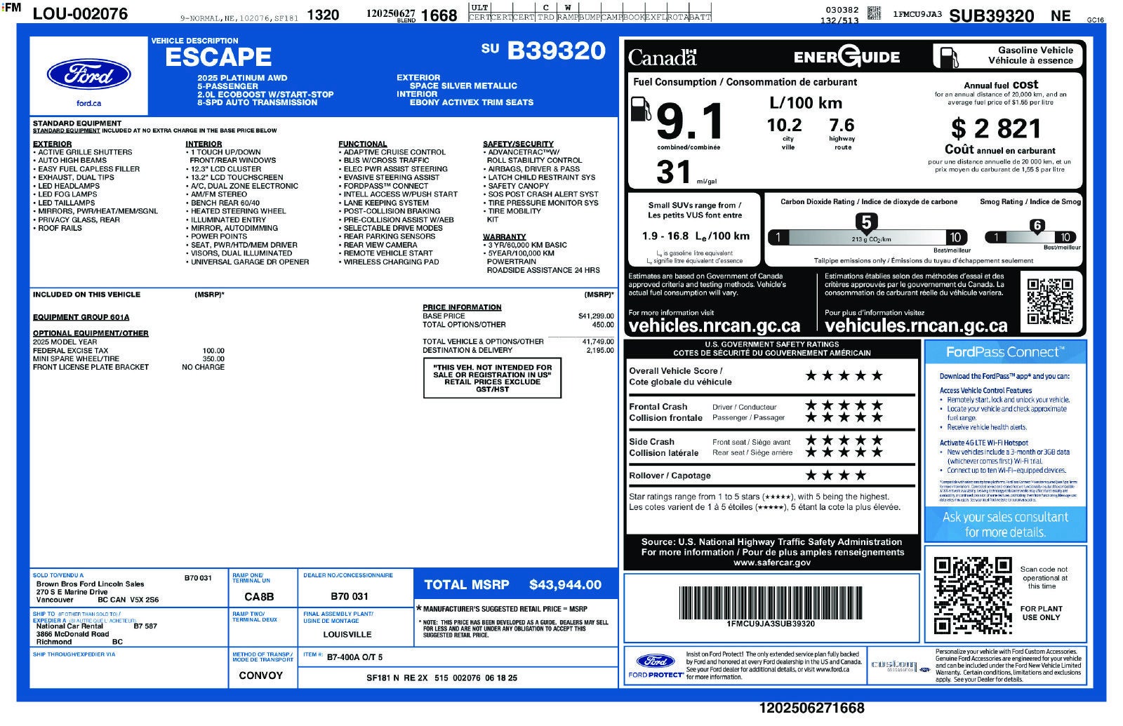 2025 Ford Escape Platinum