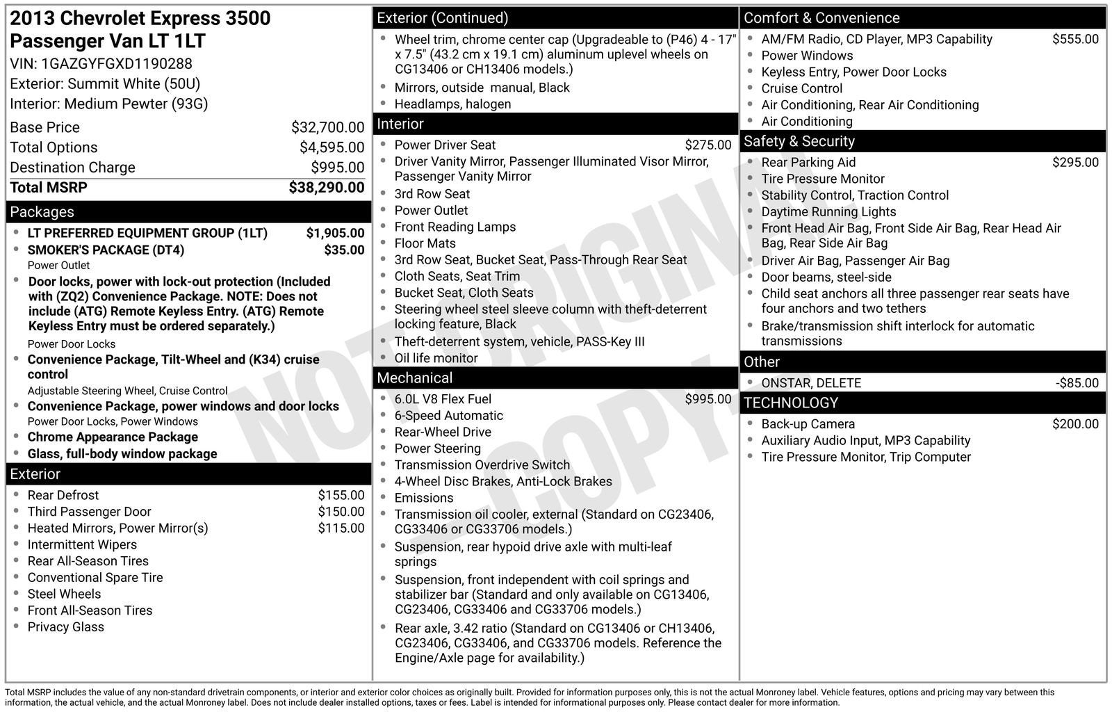 2013 Chevrolet Express Passenger 3500 LT