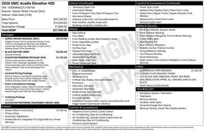 2026 GMC Acadia Elevation