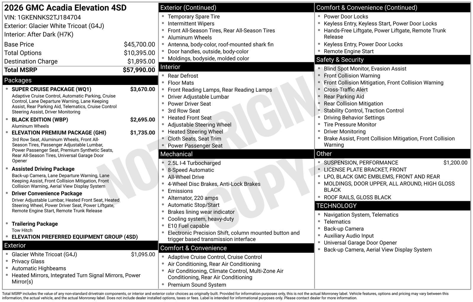 2026 GMC Acadia Elevation
