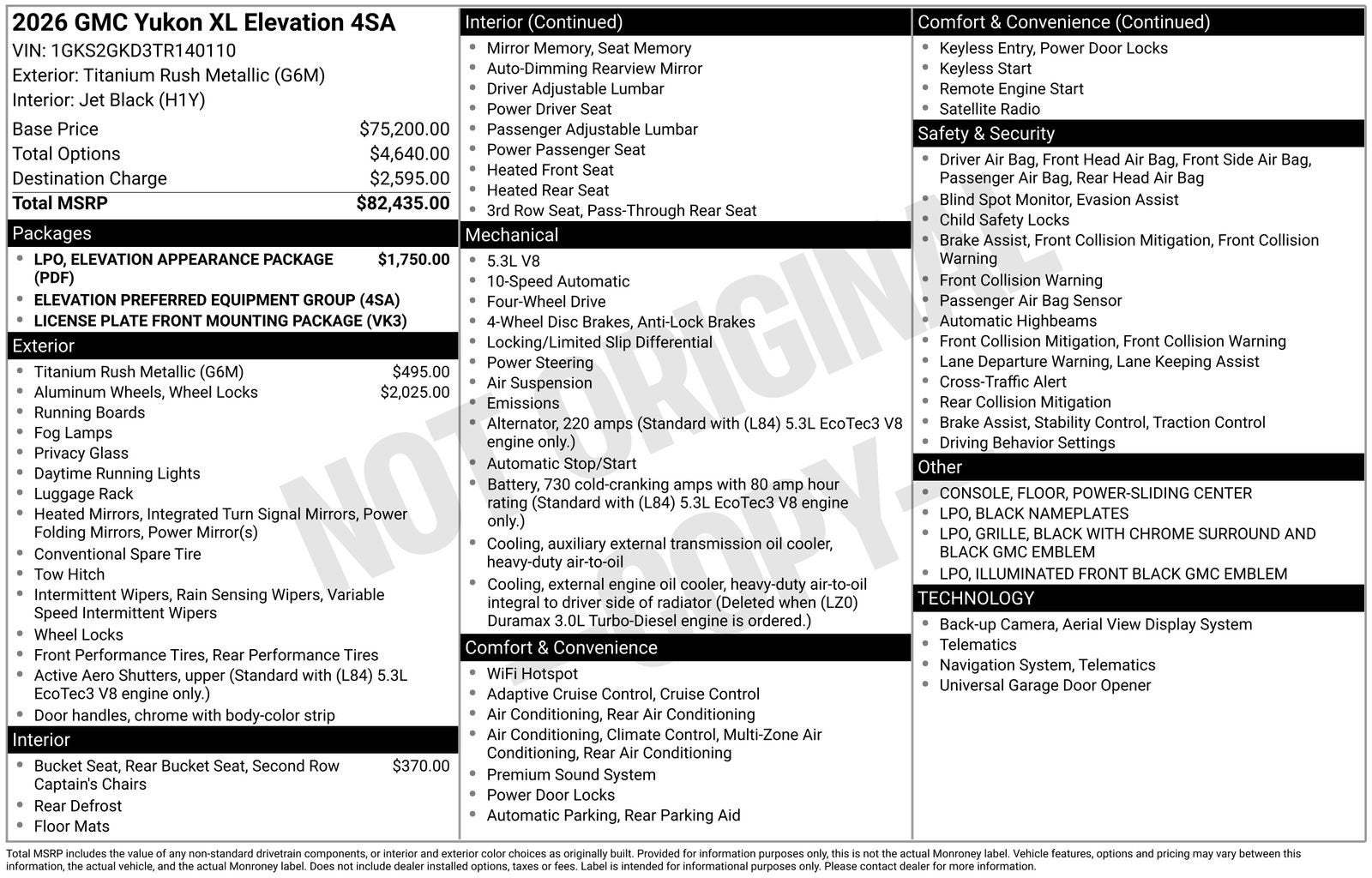 2026 GMC Yukon XL Elevation