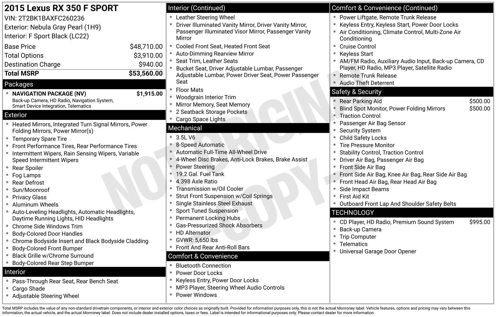 2015 Lexus RX 350 F Sport