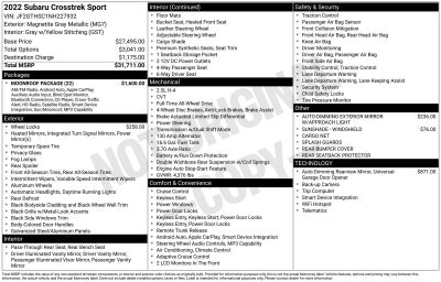 2022 Subaru Crosstrek Sport