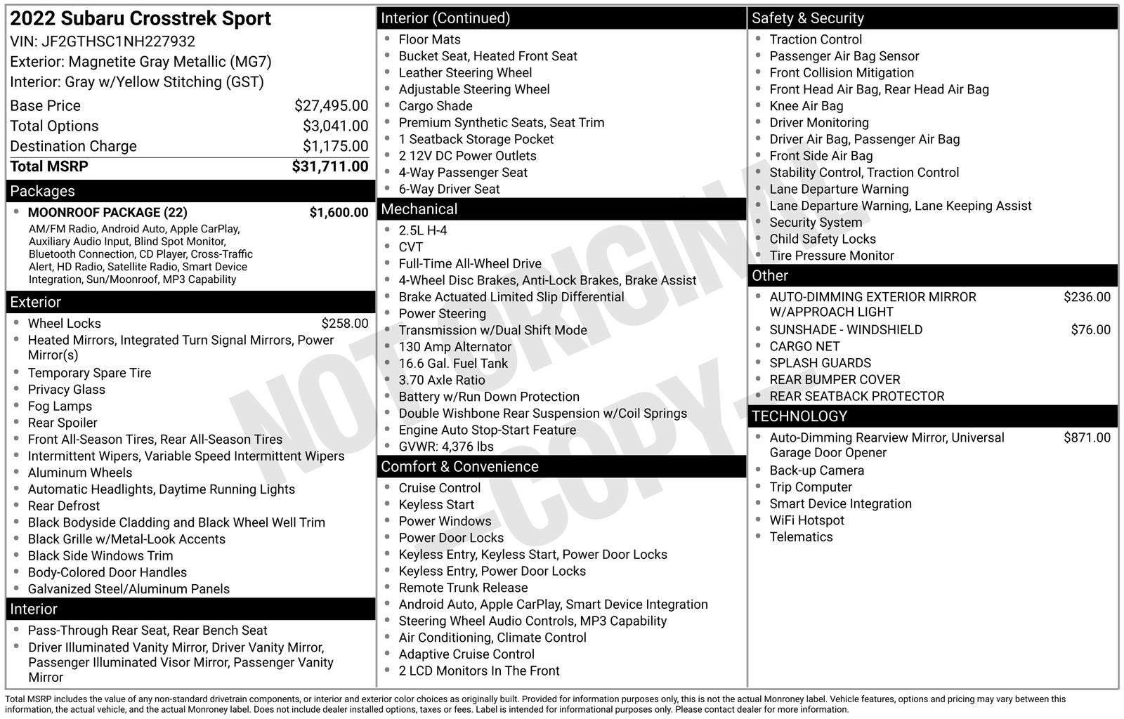 2022 Subaru Crosstrek Sport