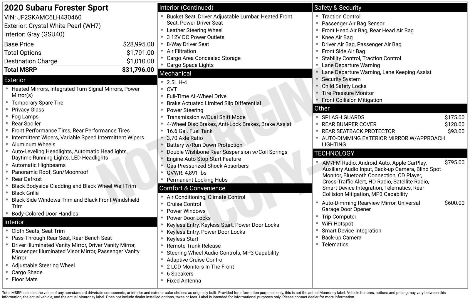 2020 Subaru Forester Sport