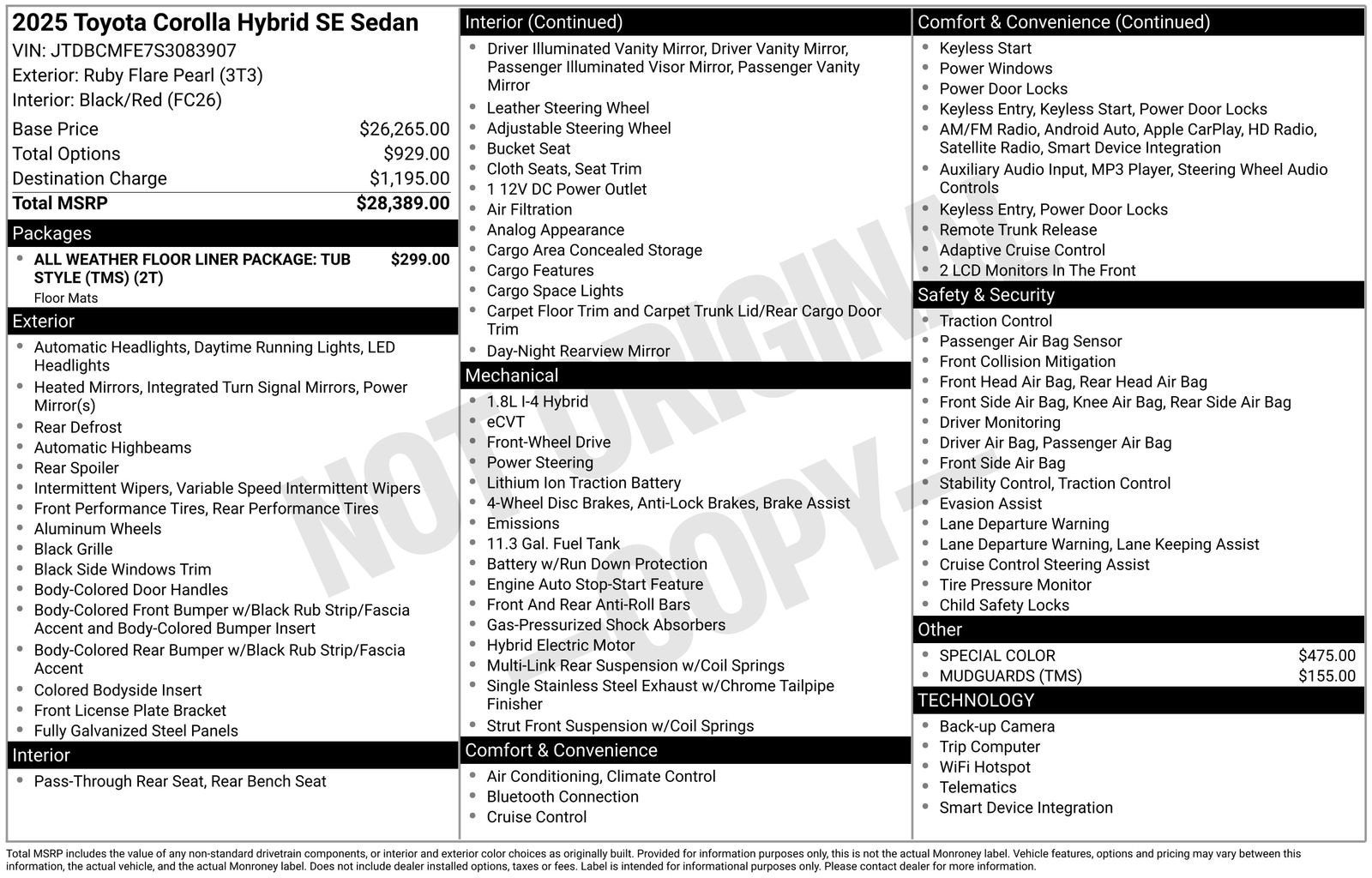 2025 Toyota Corolla Hybrid LE