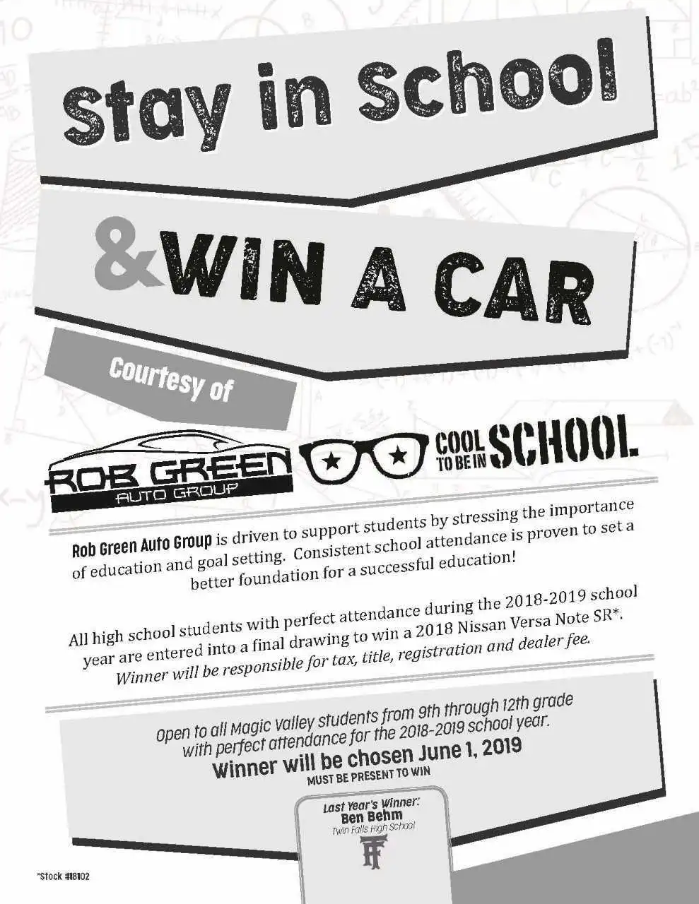 stay in school and win a car flyer